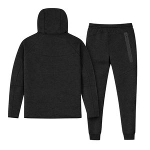 Ensemble de survêtement pour homme, veste à capuche zippée et pantalon de jogging en polaire technique, noir, vêtements de sport pour l'entraînement - Product Image 2
