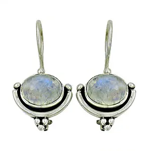 Boucles d'oreilles goutte d'eau en opale et argent 925, style vintage, serties clos, pour femme, à porter au quotidien, cadeau, bijoux du Rajasthan - Product Image 1