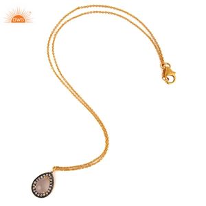 Pendentif en pierre précieuse pour femmes, style calcédoine, couleur argent Sterling plaqué or 18k, vente en gros - Product Image 4