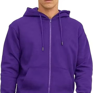 เสื้อกันหนาวมีฮู้ดสำหรับผู้ชาย, เสื้อมีฮู้ดมีกระเป๋าซิปมีฮู้ดแขนยาวขนแกะกำหนดโลโก้เสื้อผ้าแนวสตรีทเฮฟวี่เวท - Product Image 1