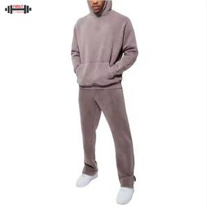 Nueva moda gran oferta invierno ácido lavado hombres chándal 100% algodón forro polar con capucha deporte ropa de calle - Product Image 1