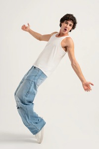 กางเกงยีนส์ทรงหลวมสำหรับผู้ชายกางเกงคาร์โก้ขากว้างแบบกำหนดเองได้2025ทันสมัย - Product Image 3