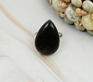 Rainbow Obsidian Ring 925 Sterling Silver Teardrop Gemstone Statement Boho Ring Unisex Jewelry Gift for Her - Product Image 4