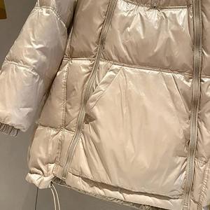 2024 nueva chaqueta con capucha de longitud media para mujer, abrigo de algodón grueso informal holgado con cremallera para Otoño Invierno, prendas de vestir exteriores de punto - Product Image 5