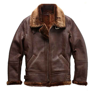 Blouson aviateur homme personnalisé en usine OEM Offre Spéciale manteau en cuir léger à fermeture éclair avec fourrure de mouton veste de Offre Spéciale pour hommes - Product Image 4