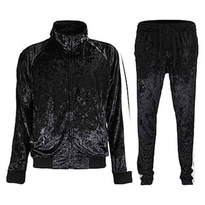 Survêtement en velours pour femme Veste et pantalon de survêtement Ensemble en velours pour homme avec poches à glissière Survêtement à doublure en velours - Product Image 1