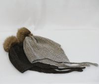 Gorro de lana orgánica marrón para niñas de 7 a 12 años con orejeras protectoras y pompón, patrón liso, opciones personalizadas, pedidos al por mayor