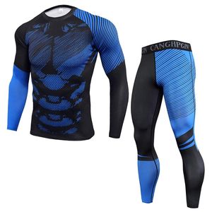 Ensemble de sous-vêtements thermiques de compression pour hommes en gros - Chemises et pantalons de compression à manches longues, vêtements de compression d'entraînement imprimés - Product Image 5