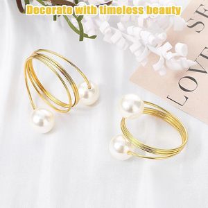 Perle Or Rond De Serviette De Forme Ronde Rond De Serviette Décor De Table Élégant Pour Les Mariages Et Les Vacances De Noël Pour Des Occasions Spéciales - Product Image 2