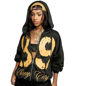 เสื้อฮู้ดดี้ครอปท็อปผู้หญิงไซส์ใหญ่ คุณภาพดี ขายส่งจากโรงงาน ผลิตเสื้อผ้าลำลองระบายอากาศ พิมพ์ลายสกรีน - Product Image 3