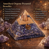 Grande Pyramide d'Orgone en Améthyste Naturelle Polie, Pierre Précieuse Bleue, Énergie d'Amour, Guérison, Équilibrage des Chakras, Décoration en Cristal pour la Méditation