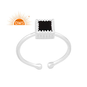 Meilleure qualité en argent Sterling fin naturel noir Onyx pierre précieuse bague réglable bijoux personnalisés pour les femmes cadeau pour elle - Product Image 1