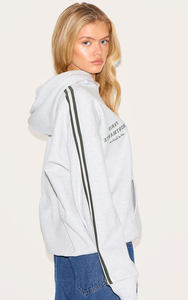 Customized Ash <b>Grey</b> Premium Piping Drop Shoulder <b>Women's</b> Oversize <b>Hoodie</b> Anti-Wrinkle & Breathable Hoodies <b>Women's</b> <b>Zip</b> Up <b>Hoodie</b> - Product Image 5