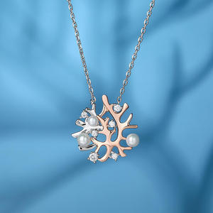 Collier en argent sterling avec perle de culture Jeulia, design récif corallien - Product Image 4