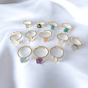 แหวนพลอยฟลูออไรต์สีเขียวดิบแบบบิดเกลียวแหวนปรับได้เครื่องประดับอัญมณี-แหวนเส้นใหญ่ - Product Image 3