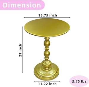 <b>Gold</b> Metal <b>Round</b> <b>Side</b> <b>Table</b> Minimalist Plant Stand Bedroom Decor - Product Image 6