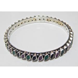 กำไลเงินสเตอร์ลิงทำด้วยมือกำไลข้อมืออัญมณีหลากสีทับทิมมรกตแท้925แฮนด์เมดสำหรับเป็นของขวัญ - Product Image 5