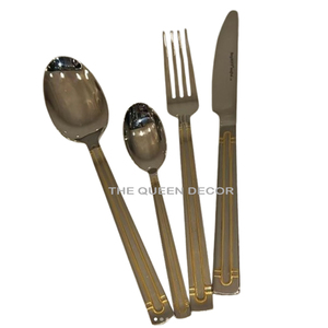 Ensemble de couverts en or de luxe de style européen, fabriqués à la main, polissage miroir élevé, couverts d'hôtel, festivals, fêtes, étui, fourchettes, vente en gros - Product Image 6