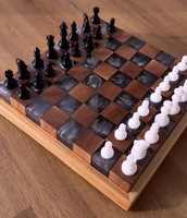 Jeu d'échecs pour enfants en bois massif artisanal de luxe haut de gamme avec pièces d'échecs, boîte à échecs, taille personnalisée, cadeau