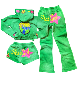 Conjunto de Sudadera con Capucha y Pantalones Deportivos Cortos con Cierre y Lavado Ácido, con Parche de Logotipo Personalizado de Alta Calidad - Product Image 6