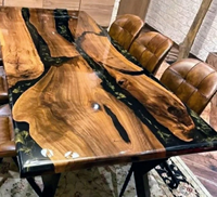 Table à manger rectangulaire de luxe en résine époxy, fabriquée à la main, moderne et étanche, pour baptême, Diwali, maison, bureau, hôtel, salon, condoléances