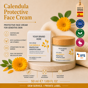 Crema Facial de Caléndula de Marca Privada 50ml OEM |   Crema Calmante para Piel Sensible |   Hidratante y Protector |   España UE - Product Image 1
