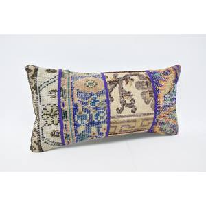 Coussin Kantha en laine de Bohème multicolore 12x24 pouces Coussin décoratif Motif floral brodé vintage Motif imprimé tissé - Product Image 3