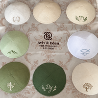 Kippot personnalisées, Kippa juive brodée, Kippot de mariage en plusieurs couleurs avec foulard de mariage assorti, modèle judiciaire