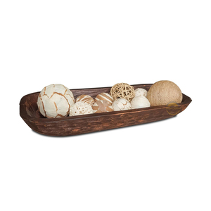Saleberate Tazón de masa de madera marrón rojizo envejecido 9x8x3 pulgadas Ecológico Elegante centro de mesa Set Vintage Sola Balls - Product Image 6