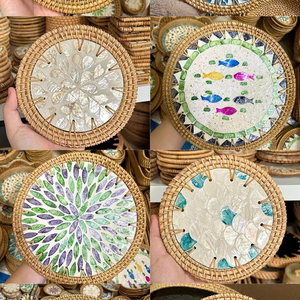 Sous-verre élégant en rotin vietnamien et nacre pour la protection du bureau et la décoration professionnelle des salles de réunion - Product Image 6