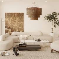 Grande Suspension en Jute Plafonnier en Rotin Rustique Boho Farmhouse Lighting pour Salle à Manger