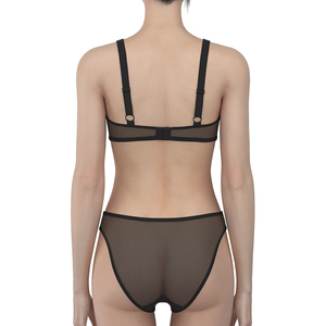 Seamless Romantic Lace Design Breathable Underwire Set <b>Women's</b> Push-up Bra Bikini <b>Briefs</b> Adjusted-straps Solid Embroidered Logo - Product Image 3