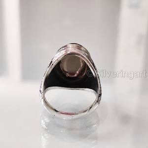 Bague en argent sterling 925 pour homme, avec pierre précieuse naturelle quartz fumé, pierre de naissance de avril, toutes tailles, bijoux de fête arabe, vente en gros - Product Image 6