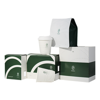 Custom Printing 250g 500g Kraft Paper Flat Bottom Coffee Bags Boxes Cups Packaging Set with LOGO YPAK YPAK-NEW-02