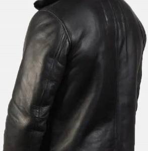 Veste en cuir véritable personnalisée de haute qualité avec doublure en fausse fourrure, couches de cuir Luxel avec boutons et fermeture éclair - Product Image 4