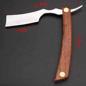 Maquinilla de afeitar de borde recto con mango de madera más vendida, maquinilla de afeitar profesional de peluquero, cuchillo de afeitar de una sola hoja - Product Image 3