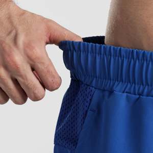 Micro Fit 2.0 Sporty Gym Shorts Blue 100% Polyester <b>Knee</b> Length with Elastic Waist Closure Logo Decoration for Sports <b>Exercise</b> - Product Image 5