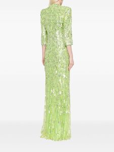 Vestido de lujo con diseño de lentejuelas con cuello en V, mangas completas, tela satinada para fiestas de graduación, eventos formales - Product Image 3