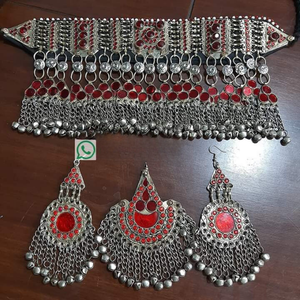 Bijoux de mode indiens fabriqués à la main Tribal Kutch Afghani ensembles de bijoux Kuchi Tribal Vintage collier boucles d'oreille bijoux pour femmes - Product Image 5