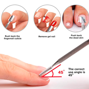 Empujador de uñas de belleza de nuevo estilo 2025 accesorio de removedor de cutículas antideslizante con hoja curva para arte de uñas para uso de dedos - Product Image 3