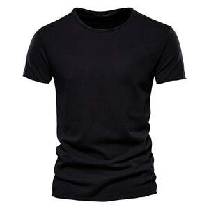 T-shirt manches courtes col rond uni pour homme Style classique 100% coton T-shirt basique de créateur de mode - Product Image 2