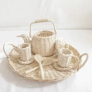 Đáng Yêu Và Thân Thiện Với Môi Mây Tea Set Dệt Tea Pot Và Tea Cup Set Thích Hợp Cho Trẻ Em Giả Vờ Chơi Đồ Chơi Nhà Bếp