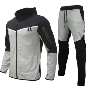 Vêtements de sport élégants pour hommes, survêtement de gym, jogging en polaire avec veste à capuche et poches zippées, ensemble de survêtements - Product Image 3