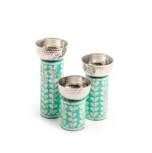 Décoration d'éclairage de qualité supérieure faite à la main décoration de la maison bougeoirs ronds en nacre et métal au prix de gros - Product Image 6