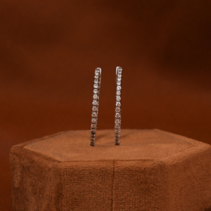 Round Cut Lab Grown Diamond Inside Out <b>Hoop</b> <b>Earrings</b> 18KT <b>Solid</b> Gold Classic <b>Earrings</b> Gift for Women All Occasions Stylish Gift - Product Image 3
