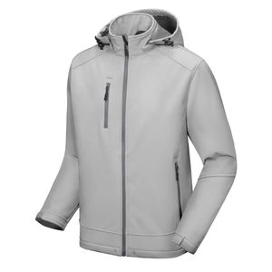 Hot Selling Custom Outdoor <b>Men</b> Winter Breathable Lightweight Water Resistant <b>Fleece</b> <b>Lined</b> Softshell <b>Jacket</b> with Removable Hood - Product Image 6