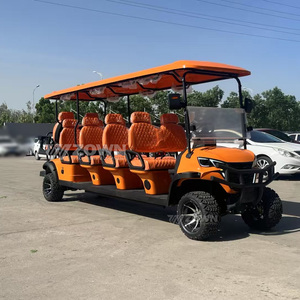Chariot de golf électrique tout-terrain haut de gamme orange avec 4 sièges et batterie de stockage pare-soleil pour visites panoramiques - Product Image 5