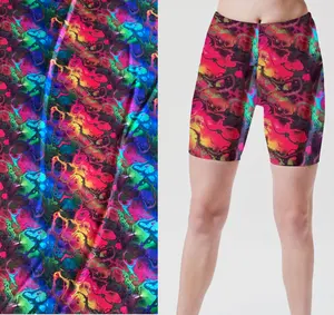 Quick dry stretchable recycled poly Sports bottom spandex printed recycling fabric for Athletic wear