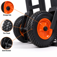 Chariot à main industriel en acier à deux roues, chariot de manutention mobile portable avec plateforme peinte au four pour entrepôt et construction
