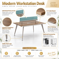 Poste de travail de bureau moderne pour 2 personnes avec panneau de séparation et écran d'intimité pour l'espace de travail des employés